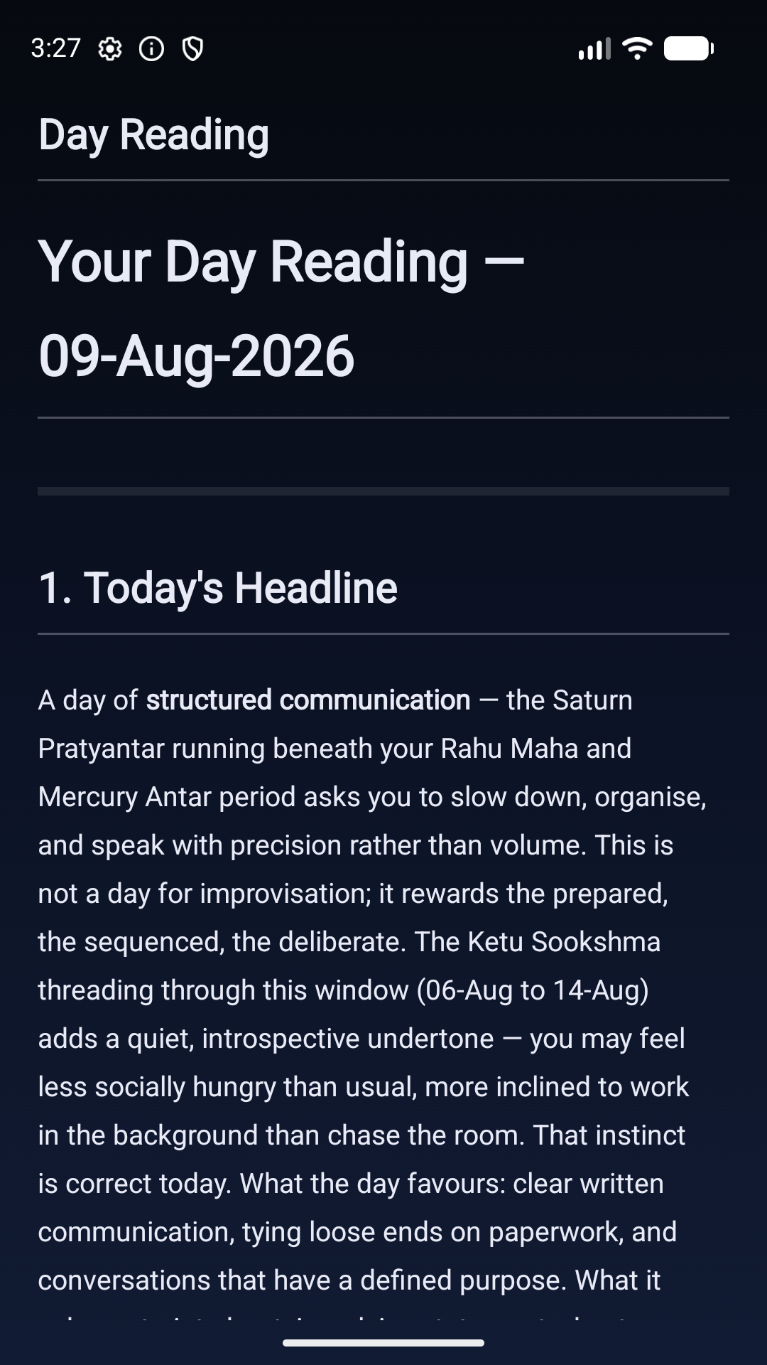A full KP day reading inside the app